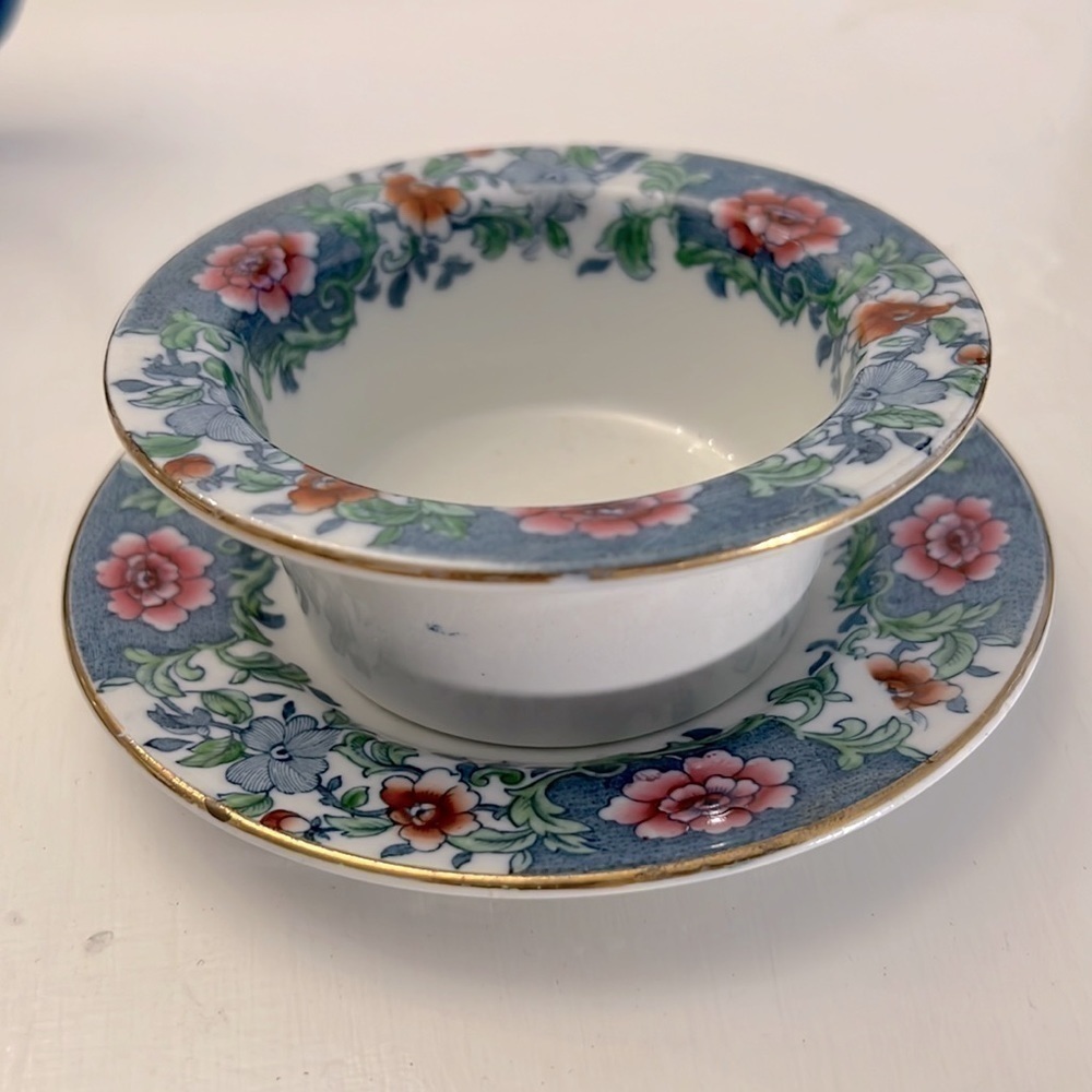 Whieldon Ware Antique Cup Saucer England Vintage Rose